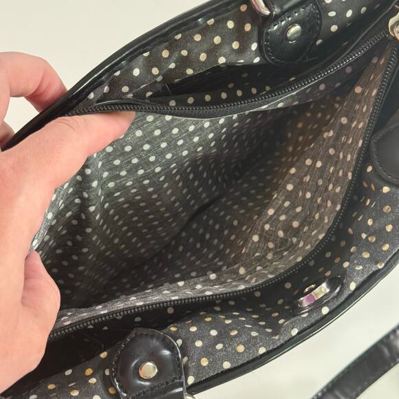 Lulu by Lulu Guiness Black Scottish Terrier Dog Rain Embroidered Handbag Purse - Picture 8 of 9